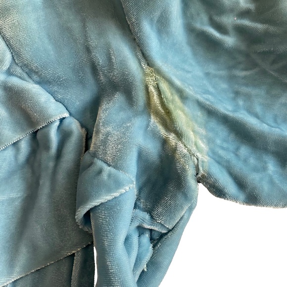 VINTAGE 1950s Light Blue Crushed Velvet Circle Skirt Dress Mrs. Maisel XS/S - Picture 9 of 15